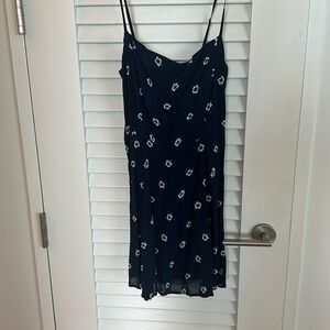 Reformation Navy Blue Hawaiian flower print dress
